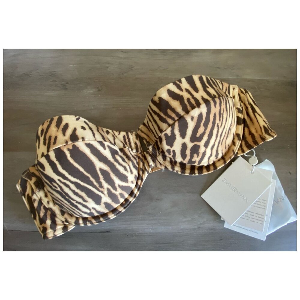 ZIMMERMANN NWT $180 Sculpt Balconette Bikini Top in Leopard TOP Only Sz 8 A/B